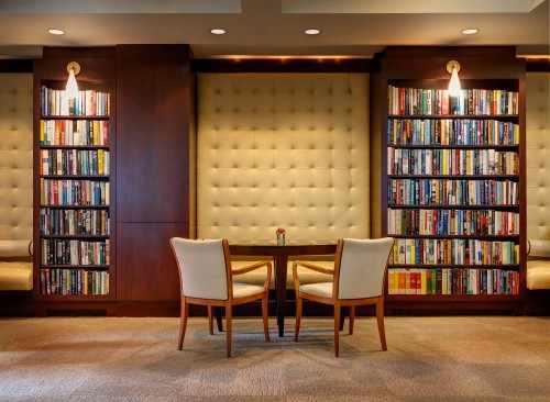 The Library Hotel Reading Room is available 24 hours a day to relax and unwind.