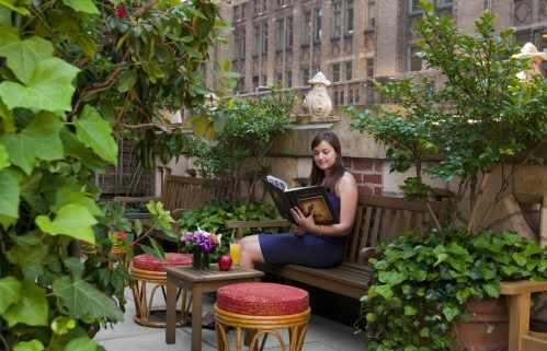 Library Hotel guests are welcome to enjoy the Poetry Garden Terrace throughout the day, unless it is booked for a private function.