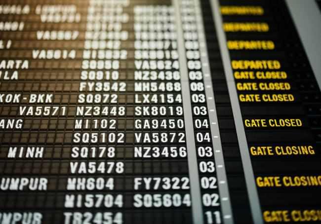 Departures board at an airport